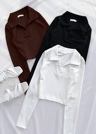 Женская базовая кофта с воротничком в рубчик