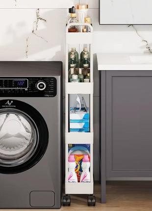 Этажерка мобильная четырехъярусная универсальная пластиковая белая rd-1735