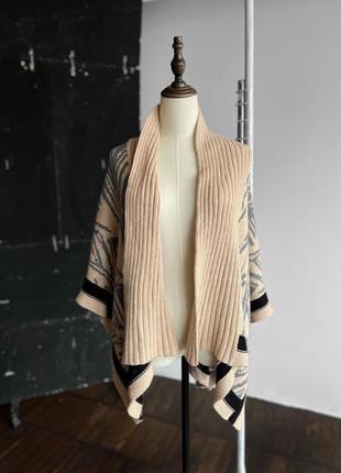 Patrizia pele womens premium beige knitted poncho cotton cashmere женское, премиальное пончо