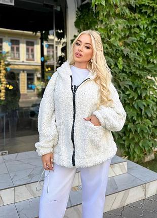 Женский теплый кардиган кофта баранчик тедди букле