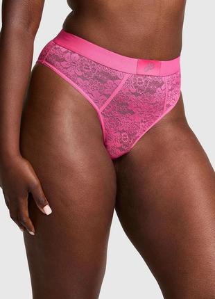 Трусики рожеві мереживні бразиліана оригінал victoria’s secret pink
