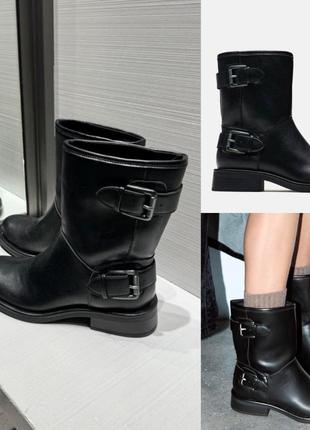 Черные ботинки зара zara в ковбойском стиле размер 36
