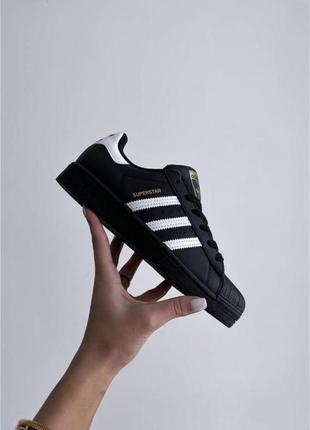 Кросівки кеди adidas superstar black  white  молодёжные кеды кросовки адидас суперстар чёрные с белым