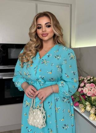 Жіноча сукня міді у квітковий принт5 фото