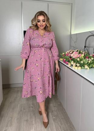 Жіноча сукня міді у квітковий принт9 фото