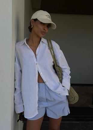 Белая льняная рубашка marks spenser