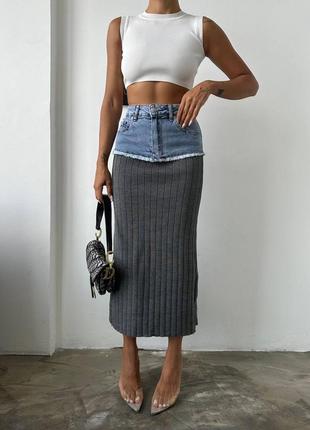 Юбка миди трикотаж джинсовая