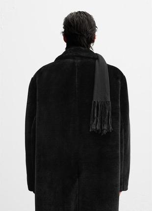 Пальто мужское черное искусственный мех zara new3 фото