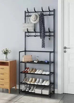 Універсальна вішалка вішак для одягу new simple floor clothes rack size 60x29.5x151 см чорна