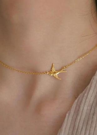 Подвеска ласточка цепочка кулон птичка