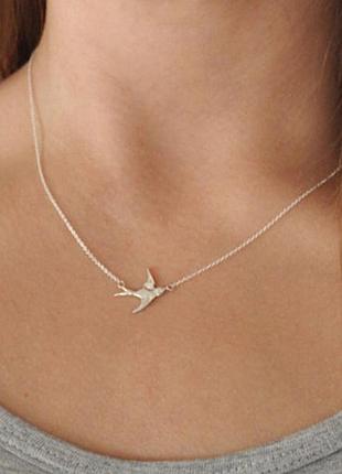 Подвеска птичка цепочка кулон ласточка
