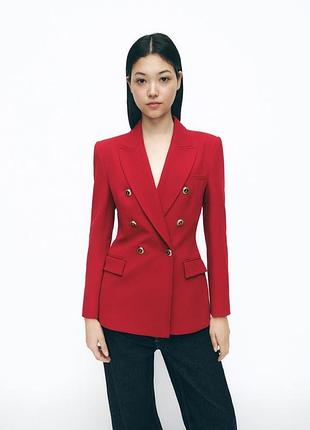Двубортный блейзер красный zara new