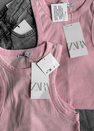 Розовая/серая вываренная майка zara