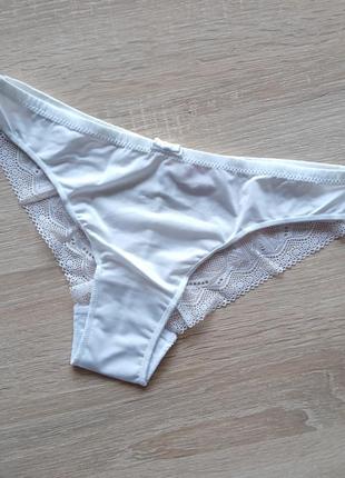 Трусики слипы la vivas, кружевные белые трусики бразилиана
