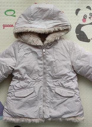 Зимняя курточка zara 86 с мехом (12-18m)
