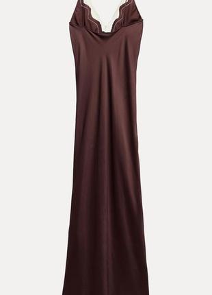 Оригинальное платье макси в бельевом стиле с кружевом new collection zara original.7 фото