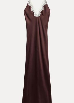 Оригинальное платье макси в бельевом стиле с кружевом new collection zara original.6 фото