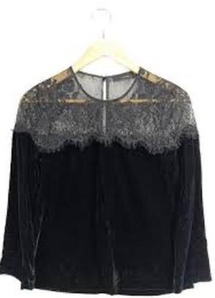 Бархатна блуза з мереживом hallhuber, uk12