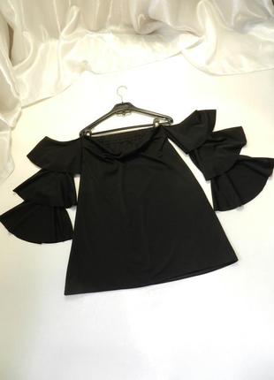 ⛔ блуза туника платье с открытыми плечами и воланами на рукавах1 фото