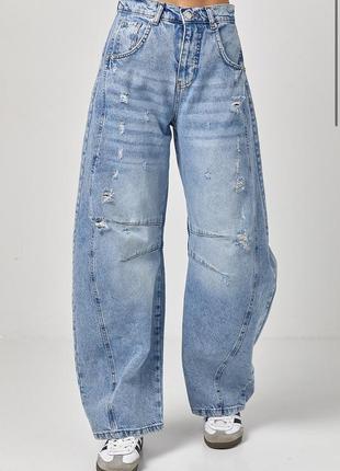 Джинсы женские baggy с рваным эффектом