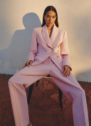 Блейзер женский розовый двубортный zara