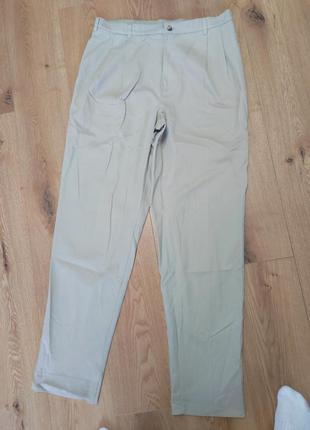 Брюки штани чоловічі бежеві прямі довгі cotton casual slim regular fit man, розмір xl.