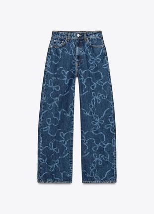 Джинсы женские синие с сердцами zara new