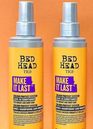 Несмываемый кондиционер в спрее для окрашенных волос tigi bed head make it last защищает и поддерживает цвет волос.