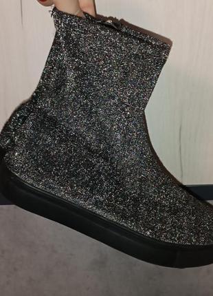 Ботинки слипоны чулки в люрекс primark