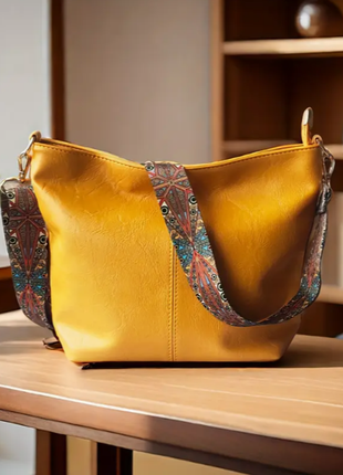 Сумка кожаная женская желтая🔥🔥🔥
