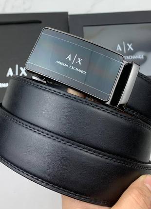 Чоловічий ремінь з пряжкою автомат armani exchange в подарунковому наборі