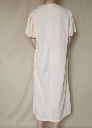 Ночная рубашка нежного персикового цвета с кружевом винтаж винтажной в винтажном стиле женская с бантиками длинная ночнушка2 фото