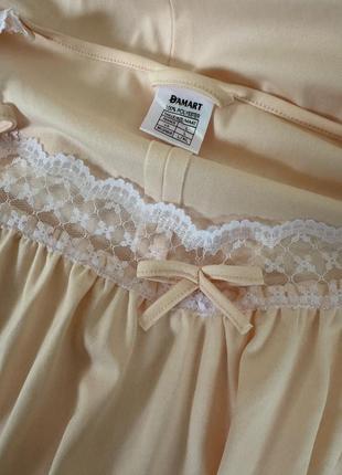 Ночная рубашка нежного персикового цвета с кружевом винтаж винтажной в винтажном стиле женская с бантиками длинная ночнушка6 фото