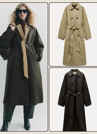Двухсторонний плащ zara тренч куртка