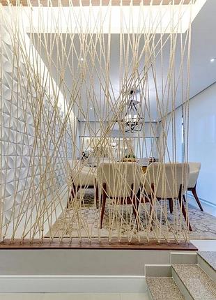 Перегородки плетеные текстильные межкомнатные панно арка гобелен штора панель макраме бохо...