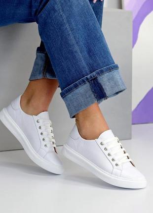 Кросівки кеди жіночі шкіра білі