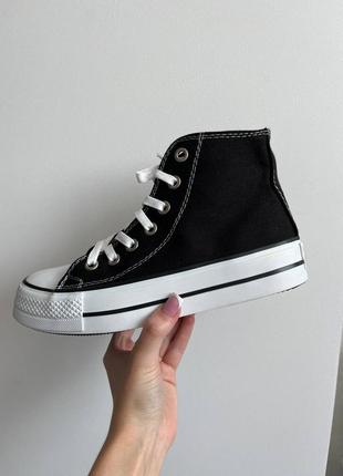 🖤 converse chuck taylor high sole black трендові чорні кеді конверс на високій підошві весна літо класичні чорні кеди на високій платформі