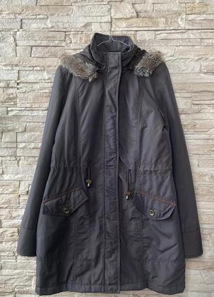 Парка куртка унисекс тепла с мехом мех коричневая casual collection debenhams