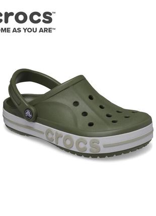 Крокси чоловічі зелені хакі сабо клоги шльопки мілітарі crocs bayaband clog army/green 40 41 42 43