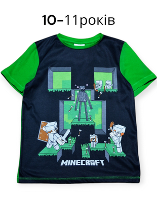 Зелена футболка minecraft george на хлопчика 10-11 років