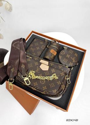 А829048 набір 3 в 1 : сумка 2 шт  +гаманець + брелок + брелок монетниця