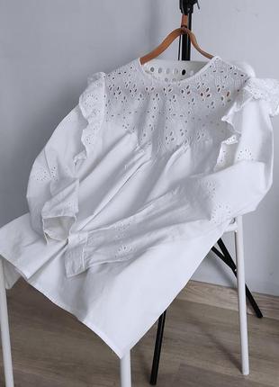 Falmer heritage шикарна біла сорочка прошва белая рубашка прошва с рюшами