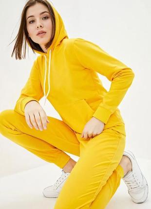 Женский спортивный костюм, худи + штаны желтый спортивный костюм