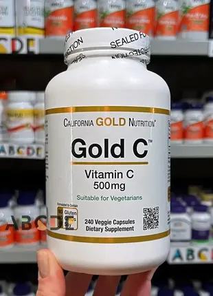 Вітамін c california gold nutrition, gold c, 500 мг, 240 вегетаріанських капсул