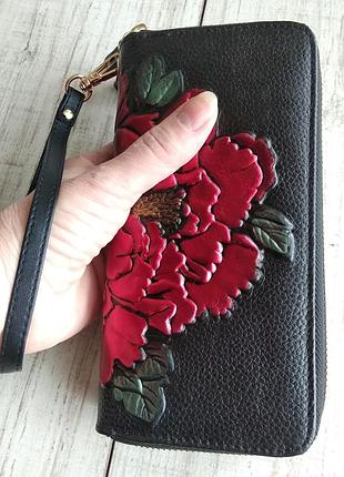 Кожаный кошелек, портмоне, клатч, кожа, борсетка