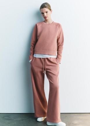 Штаны палаццо свободного кроя утеплённые флисом zara