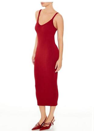 Платье миди красная бургундий forever 21