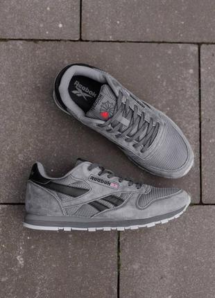 Мужские кроссовки reebok classic leather grey black