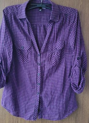 Рубашка женская фиолетовая в клеточку