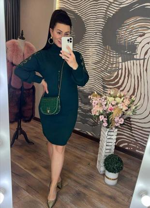 Серое/изумрудное/голубое/синее трикотажное платье-гольф. Короткое платье-резинка.9 фото